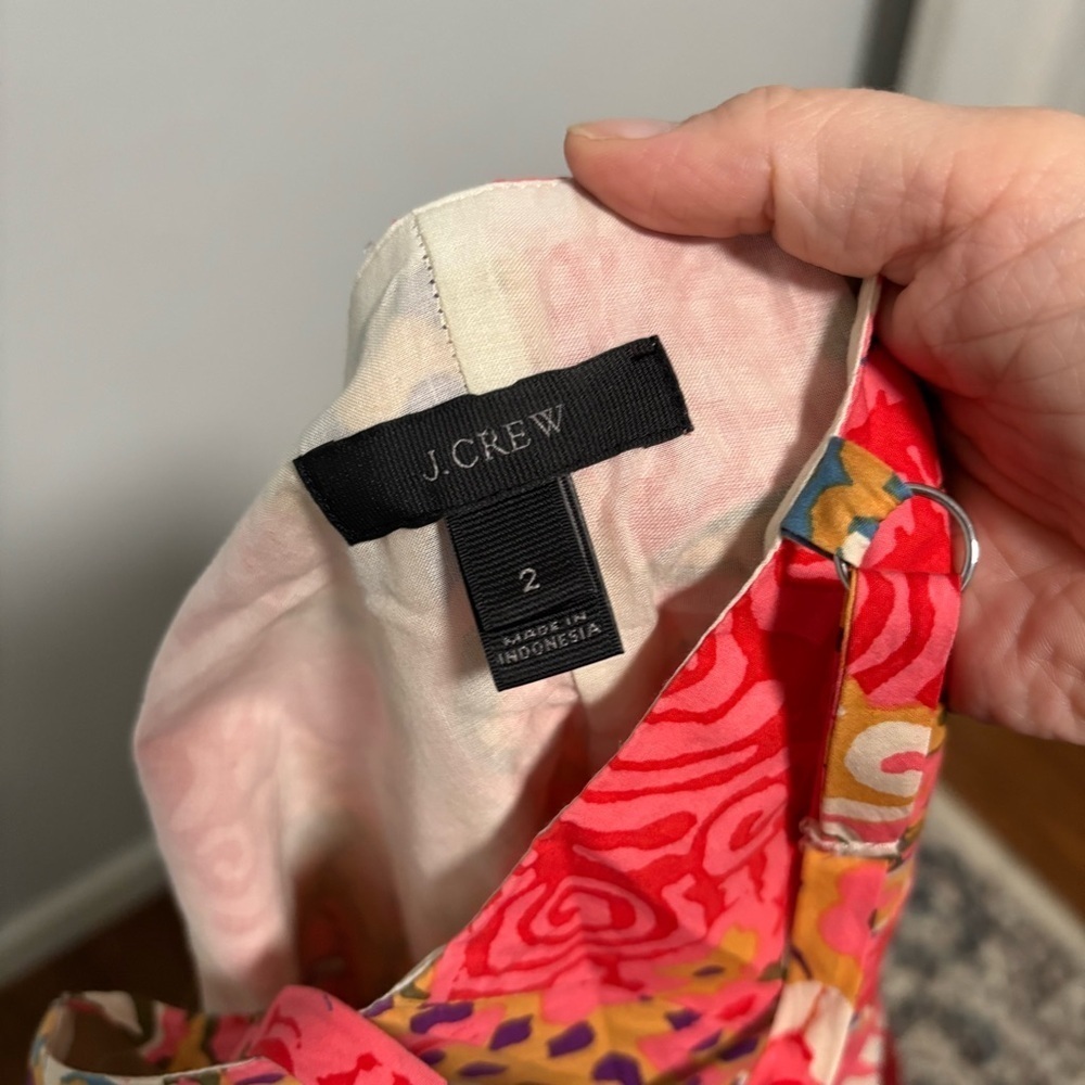 J. Crew Pink Cotton Classic Button Front Poplin Paisley Tie Waist Sundress NWOT - Picture 14 of 14